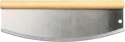 14-Inch Stainless Steel Professional Pizza Rocker Knife, Wood Handle Blade Cutter with Comfort Cover, Commercial Grade Pizza Slicer