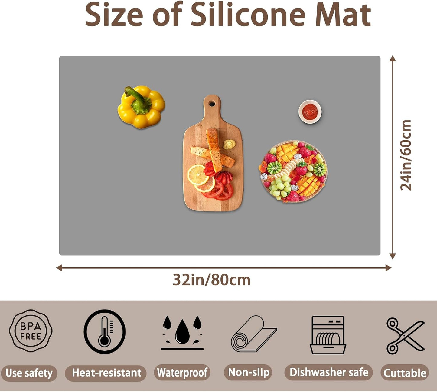 Extra Large Silicone Mat 78.7''x23.6''(200cmx60cm), Large Silicone Mats for Kitchen Counter, Multipurpose Heat Resistant Mat, Waterproof Placemat for Countertop Protector, Black