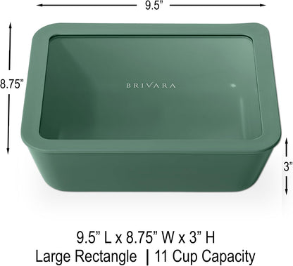 Ceramic Coated Glass Food Storage Container | No PTFE, PFOA, PFAS, and BPA | Reusable Non Toxic Meal Prep Container with Glass Lid | Easy To Store | 3 Cup Rectangle [Onyx]