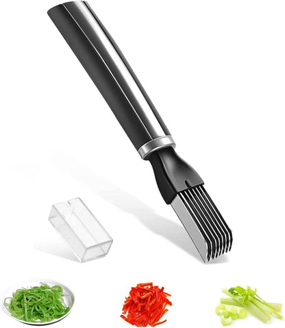 Green Onion Shredder, Stainless Steel Chopped Green Onion Knife, Professional Scallion Shredding Tool, Kitchen Tool Slice Cutlery Vegetable Cutter Sharp Scallion Cutter Shred Knife (1)