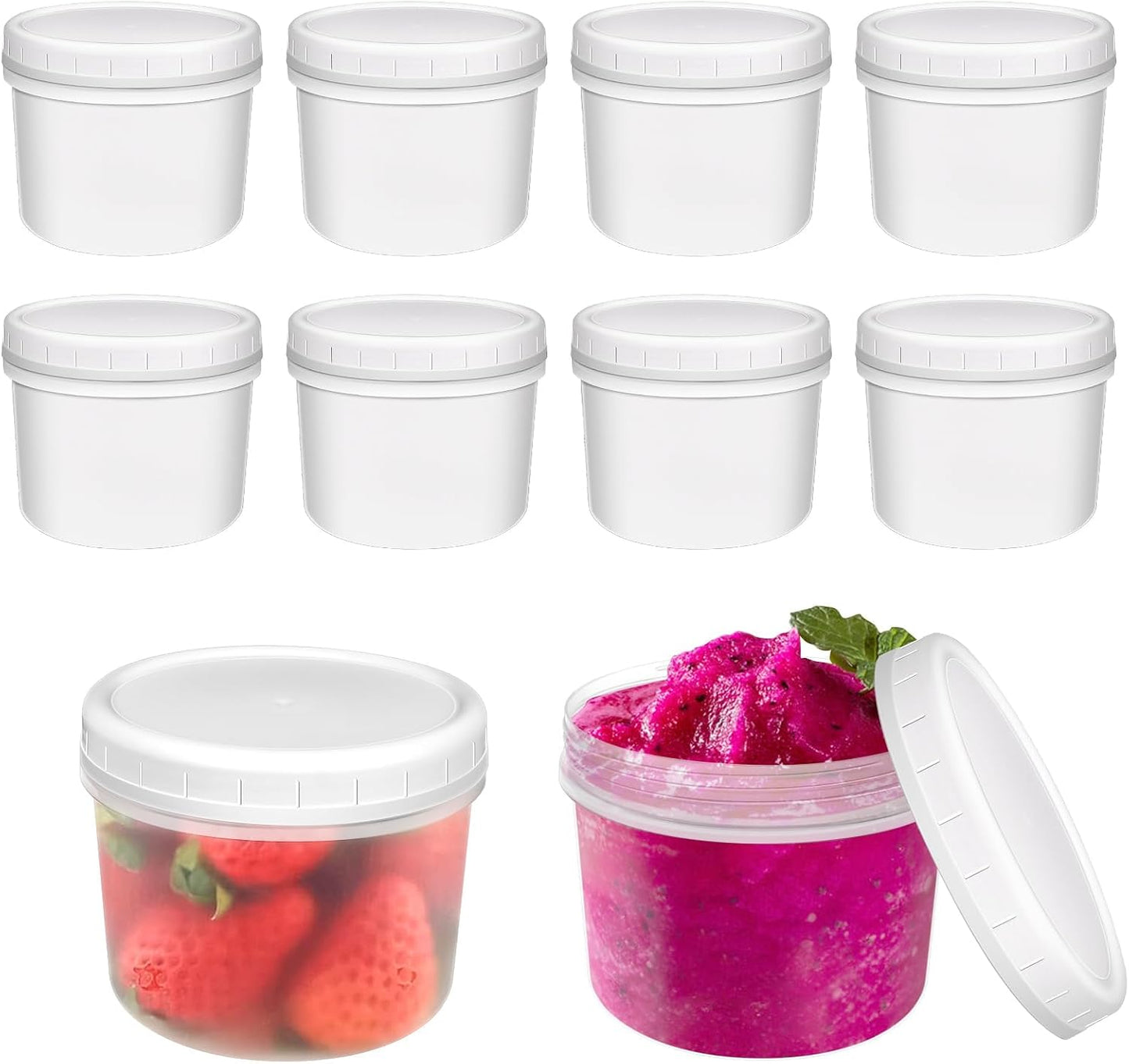 10 Pack 4oz Reusable Small Plastic Containers with Screw Lids, Small Food Storage Freezer Containers, Stackable Food Storage Jars, Sauce Condiment Jars Lunch Box Accessories