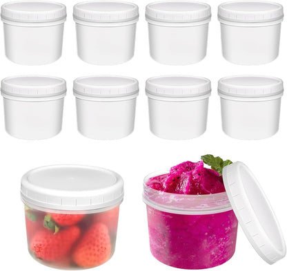 10 Pack 4oz Reusable Small Plastic Containers with Screw Lids, Small Food Storage Freezer Containers, Stackable Food Storage Jars, Sauce Condiment Jars Lunch Box Accessories