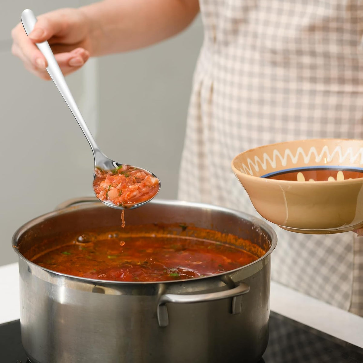 6 Pcs Small Sauce Ladle, 8.2 Inch Stainless Steel Small Serving Ladle Gravy Soup Spoon Ladles (Silver)