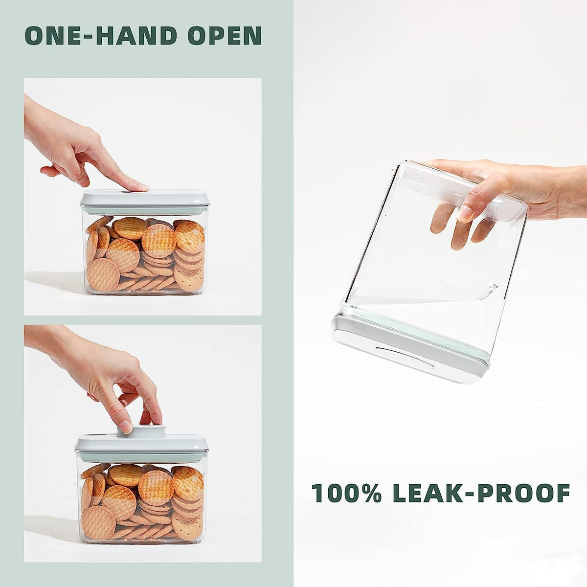 Airtight Food Storage Containers, 4-Piece Set, 1.3-3.5 Qt, Pop-Top Lids | Clear Stackable Pantry Jars for Flour, Sugar, Cereal, Oats, Pasta, Snacks, Baking Ingredients and Small Kitchen Organization