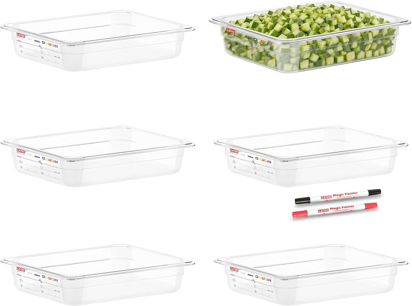 6-Pack Clear Polycarbonate Handled Lids for 1/6 Size NSF Food Pans