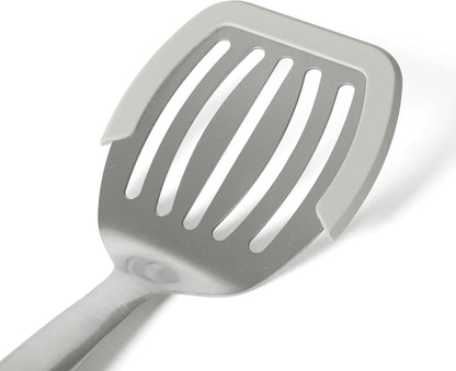 Calphalon Slotted Turner, Kitchen Flipping Spatula, Slotted Spatula, Stainless Steel Turner with Silicone Heat Resistance Handle, Nonstick-Safe Spatula for Draining and Flipping (Navy)