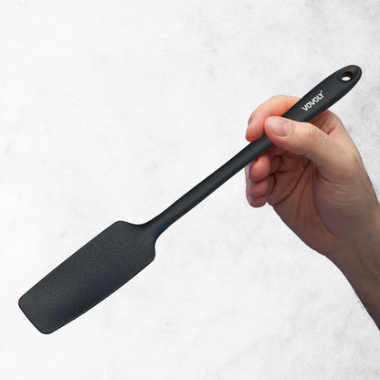 VOVOLY Silicone Jar Spatulas, Long Handle Jar Spatulas, 600ºF Heat Resistant Small Spatula, Seamless Design, Stainless Steel Core, BPA Free Spoonula (3, Mixed)