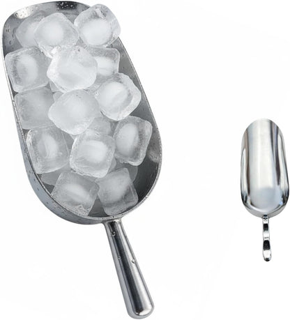 24oz Ice Cube Endurance Scoop, Cast Aluminum Shovel, Kitchen Utility Scoops With Finger Groove Handle, Ideal for Ice Cube, Coffee, Bean, Food, Candy, Flour, Popcorn Rust Free - Silver