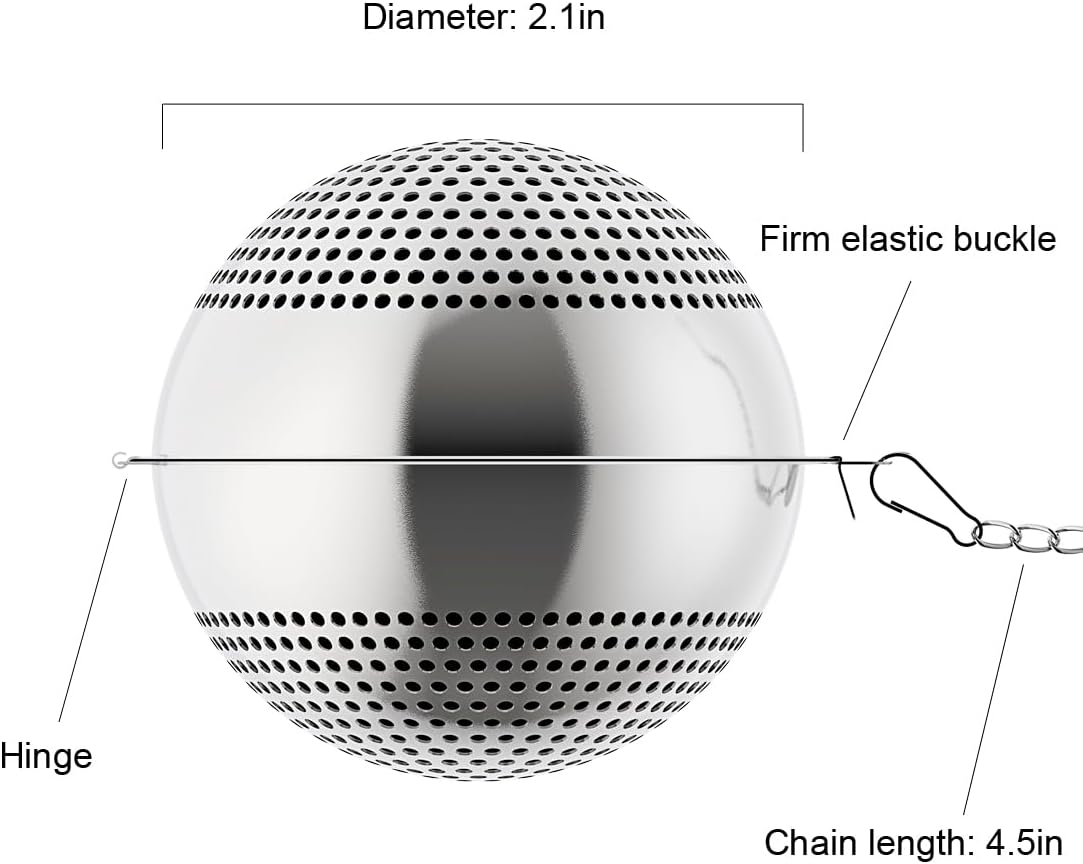 Food Grade 304 Stainless Steel Mesh Tea Ball 2.1 Inch Tea Infuser Strainer Filter Diffuser for Loose Tea