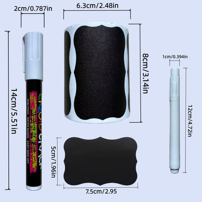 Blackboard Labels - 185 Waterproof Reusable Blackboard Stickers with 3 Liquid Chalk for Mason Jars, Party Decor, Craft Rooms, Weddings, Storage。