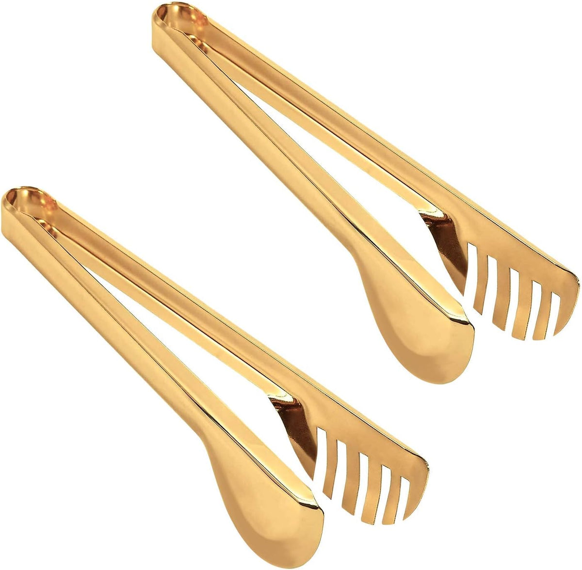 2-Pack Stainless Steel Sliver Salad Tongs, Non-slip & Easy Grip Smart Locking Clip Handy Utensil for Cooking, Serving, Barbecue, Buffet, Salad, Ice, Oven (9.5 Inch)