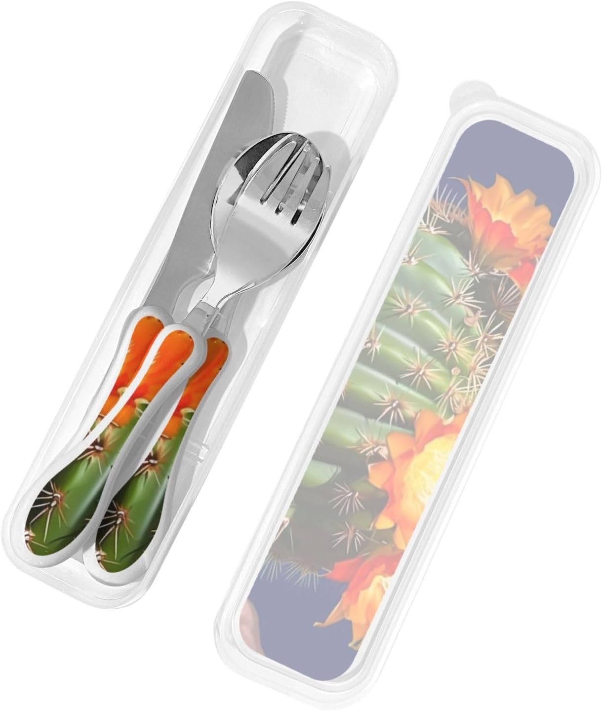 3-Piece Kids Silverware Set With Storage Case, Stainless Steel Reusable Children Safe Knife Spoon Fork Set Blue Eyed Dog Children Flatware Set For Kids Lunch Box