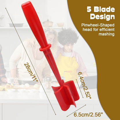 Meat Masher, Red, 5 Curve Blade