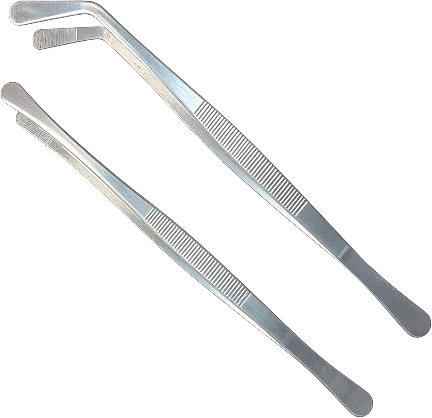 2-Pack 12-Inch BBQ Kitchen Tweezers Tongs, Extra-Long Stainless Steel Cooking Tweezers Dishwasher Safe for Grilling, Baking & Food Prep (12Inch BBQ Tongs)