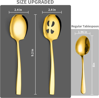 4 Piece Serving Spoons Set,9.2-Inch Includes 2 Large, 2 Slotted