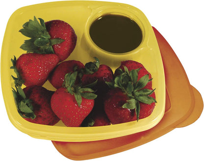 COMPAC HOME Take A Dip Food Container Set - 2 Pack Lunch Containers with Side Compartments for Dips, Fruit, Chips, Sandwiches, Meal Prep Organization