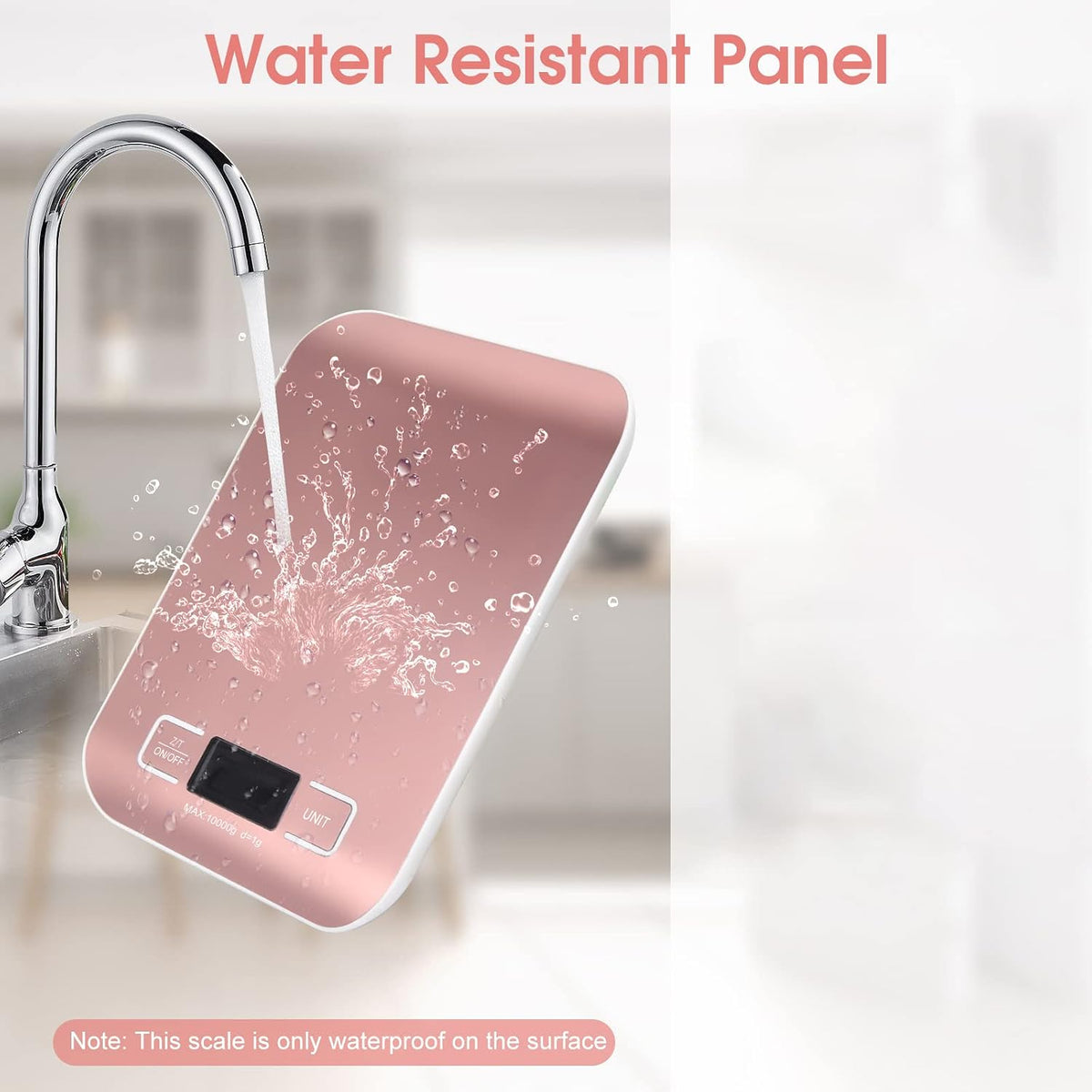 Digital Shipping Scale,Stainless Steel Panel, Accurate Portable Postal Scale for Packages, Small Business,Kitchen, Food, Handmade, Liquids, and Boutique (Rose Gold Battery(5kg/1g))