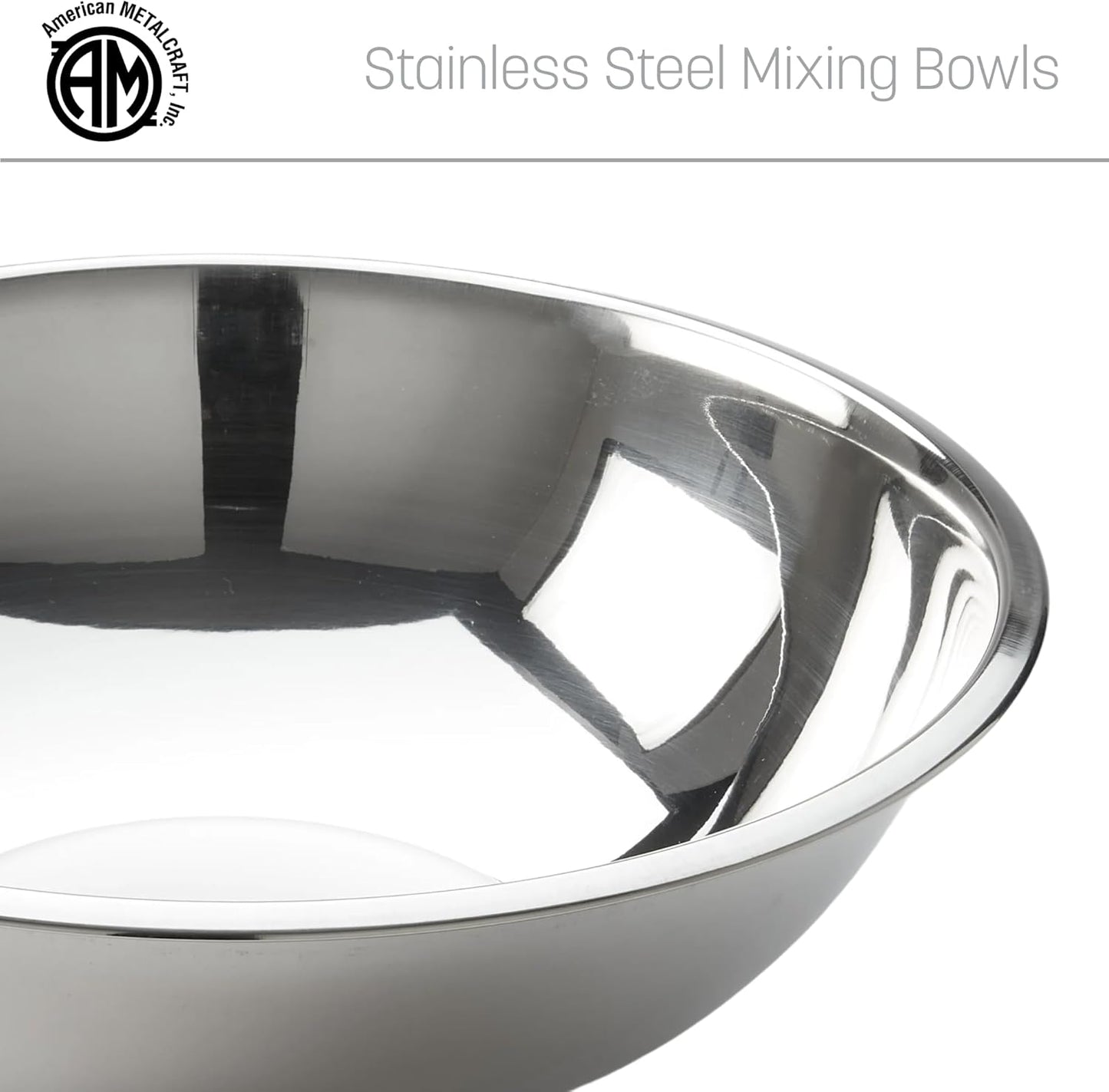 American Metalcraft 16" Stainless Steel Mixing Bowl - 13-Quart Durable Metal Bowls for Mixing, Large Stainless Steel Bowl