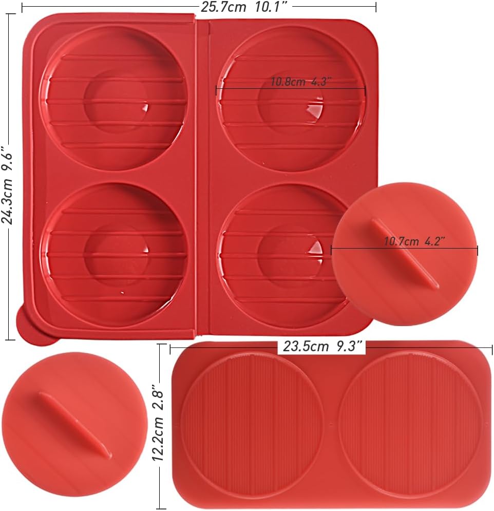 ionEgg Silicone Burger Press, Patty Freezer Container, BPA-Free, Non-Stick, for Grilling, BBQ and Meal Prep, Set of 2