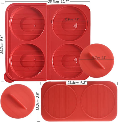 ionEgg Silicone Burger Press, Patty Freezer Container, BPA-Free, Non-Stick, for Grilling, BBQ and Meal Prep, Set of 2