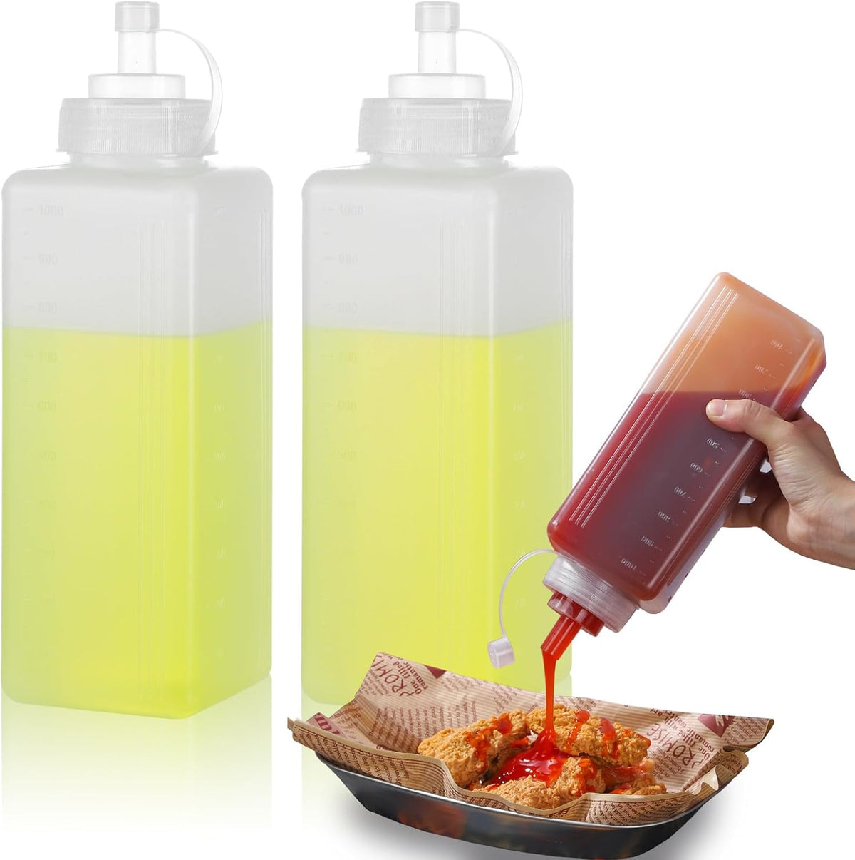 2 Pack Wide Mouth Squeeze Bottles 1 qt