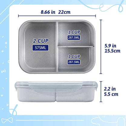 MISS BIG® Bento Box,Bento Box Adult,Lunch Box,Leak Proof Lunch Containers,No BPAs and No Chemical Dyes Bento Lunch Box,Dishwasher and Microwave Safe Lunch Containers for Adults(1900ml Gray)