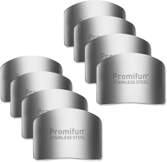 Promifun Finger Guards for Cutting, 8 Pcs Stainless Steel Finger Protector for Cutting Food, Knife Guard, Chopping Protector for Dicing and Slicing in Kitchens