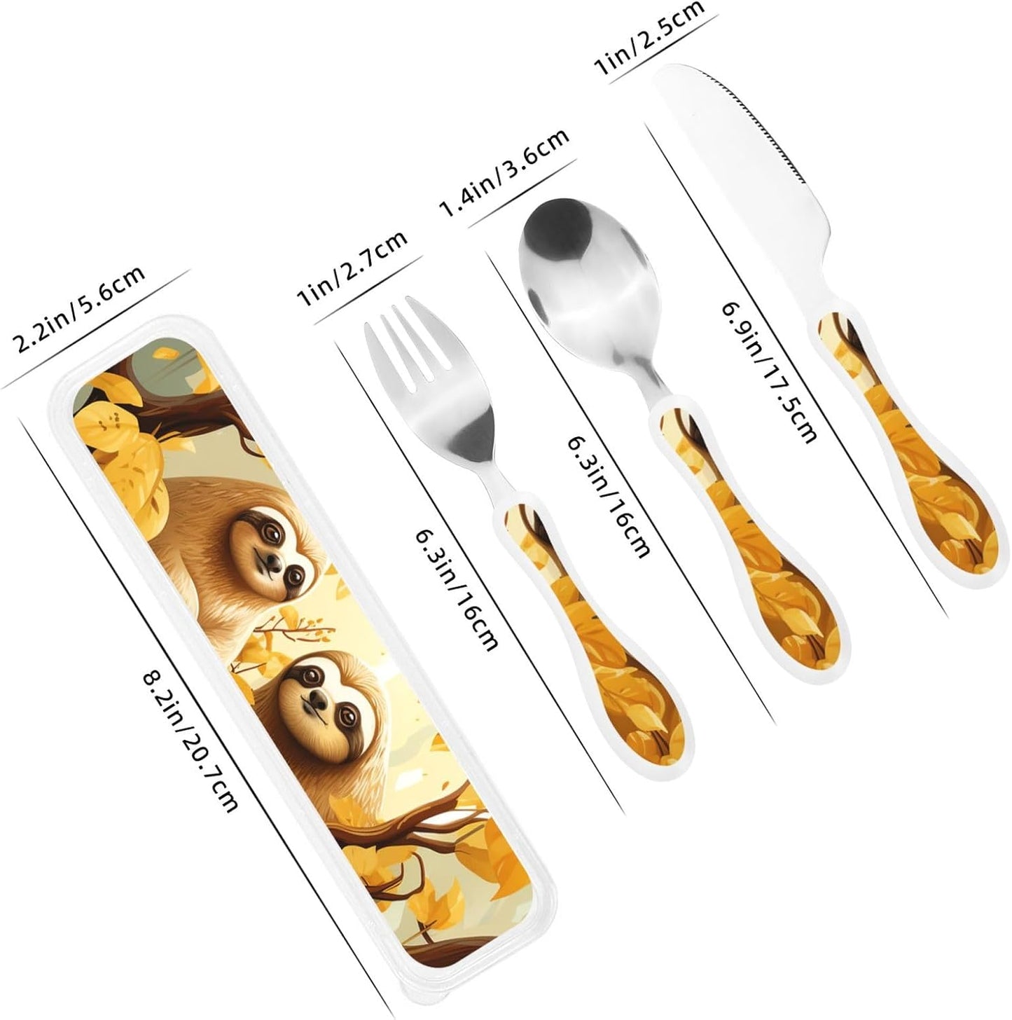 3-Piece Kids Silverware Set With Storage Case, Stainless Steel Reusable Children Safe Knife Spoon Fork Set Cute Kittens Children Flatware Set For Kids Lunch Box