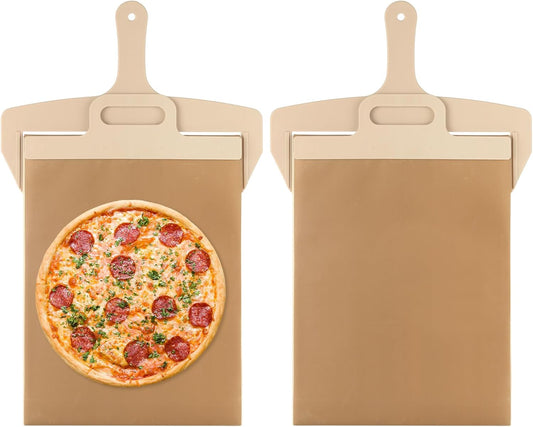 2 Pack Premium Sliding Pizza Peel, Non-Stick Pizza Spatula Paddle with Handle, Pizza Slider for Indoor & Outdoor Ovens, Large 23" x 11.8" Pizza Board for Oven, Elite Peel Pizza Making & Baking