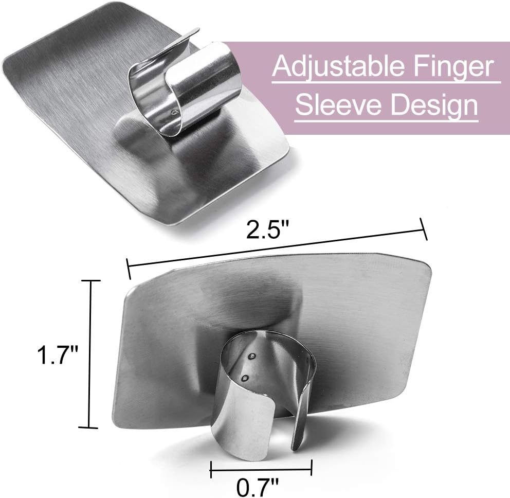 Promifun Finger Guards for Cutting, 8 Pcs Stainless Steel Finger Protector for Cutting Food, Knife Guard, Chopping Protector for Dicing and Slicing in Kitchens