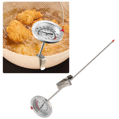 Stainless Steel Oil Fry Thermometer,Long Probe Food Temperature Gauge with Clip for Deep Frying,Candy,Milk,BBQ Cooking(M 30cm)