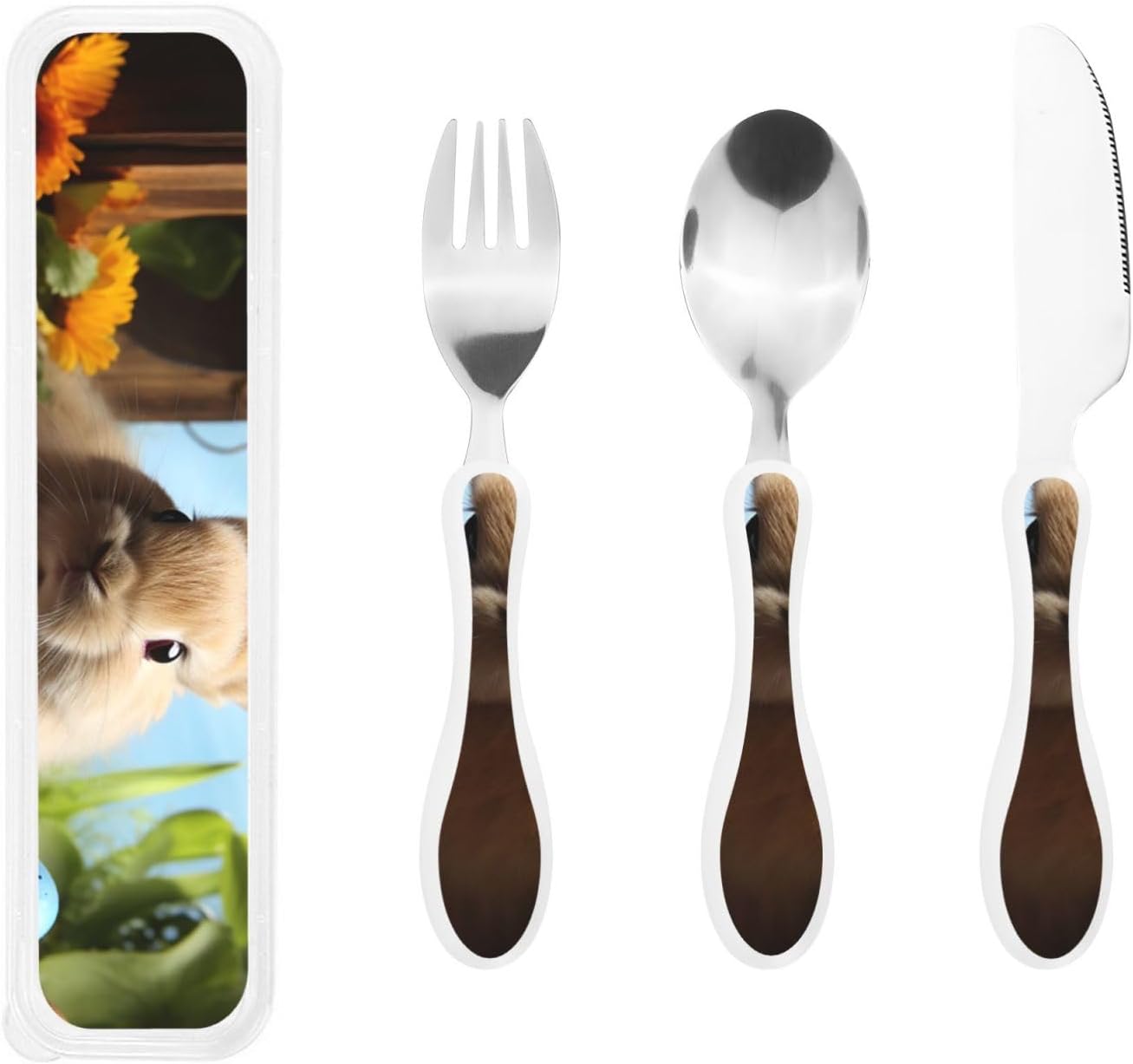 3-Piece Kids Silverware Set With Storage Case, Stainless Steel Reusable Children Safe Knife Spoon Fork Set Dragonfly Insects Flowers Children Flatware Set For Kids Lunch Box