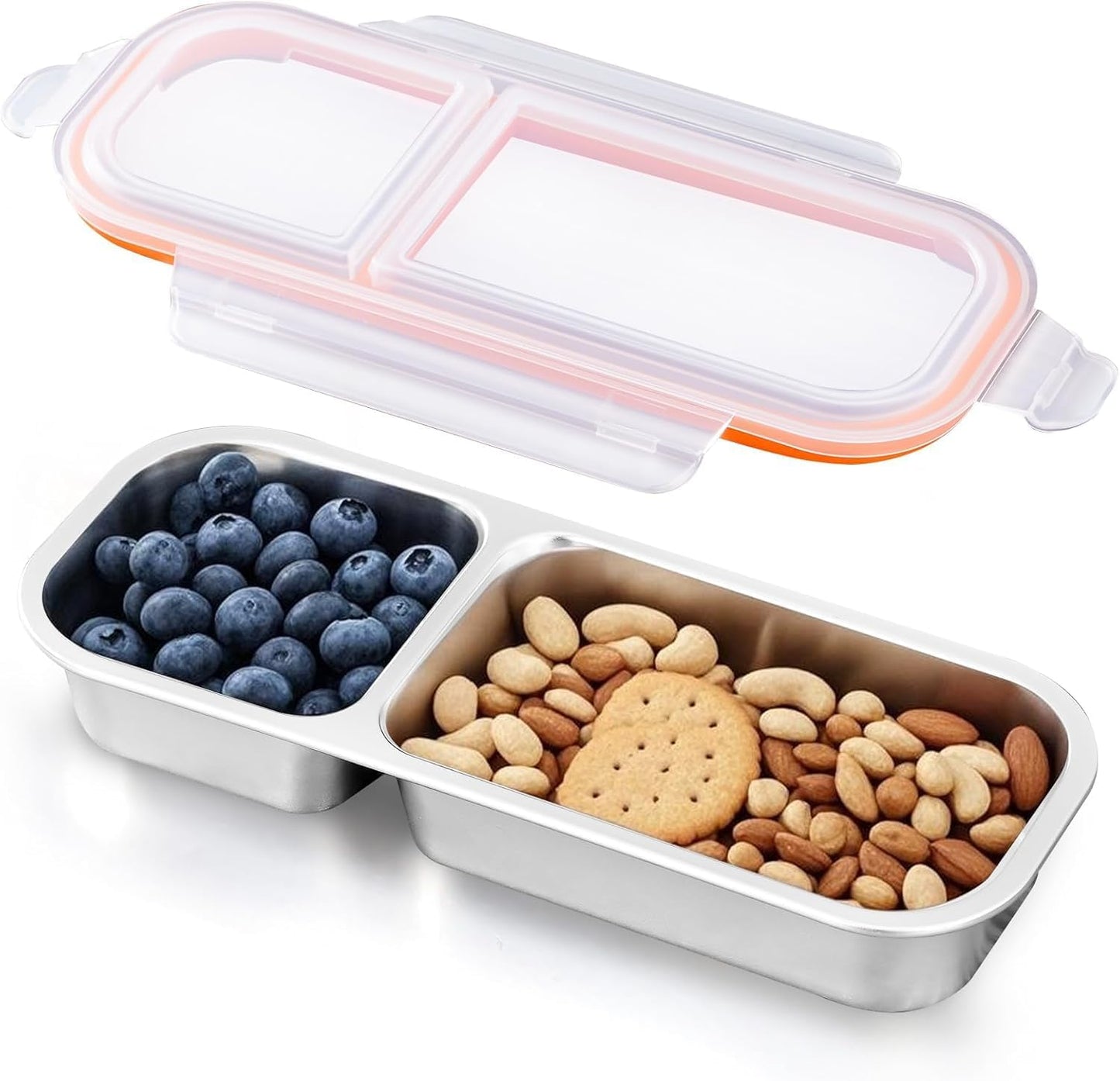 Ugotit Stainless Steel Snack Containers, Reusable Snack Containers with Lids, 3 Compartments Leakproof Snackle Box Organizer, Divided Food Storage Containers for Meal Prep, Travel (20oz, Black)