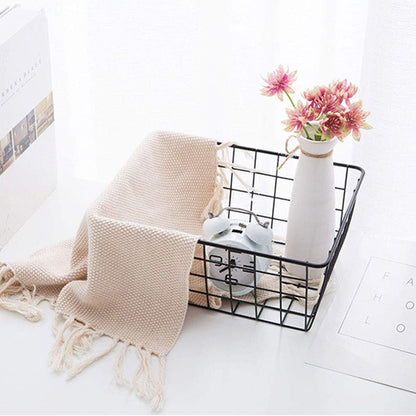 Metal Wire Storage Basket with Handles for Kitchen Food Pantry Papers Home Office Desk Shelf Bathroom Laundry Room Shelf Bedroom Bed Room, 2PCS (Black)