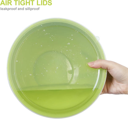 BoxedHome BPA Free Plastic Round Mixing Bowl with Lids, 12 Pack Nesting Bowls with Lids Set, Microwave and Dishwasher Safe Prep & Serving Bowls Great for Mixing, Baking, Serving (pinkish green, 12pcs)