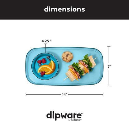 madesmart dipware Small Serving Plate, Stackable & Removable Dip Bowl for Salsa, Queso, Salad, Olives, Dishwasher & Microwave Safe, Multipurpose Plate & Bowl, Blue