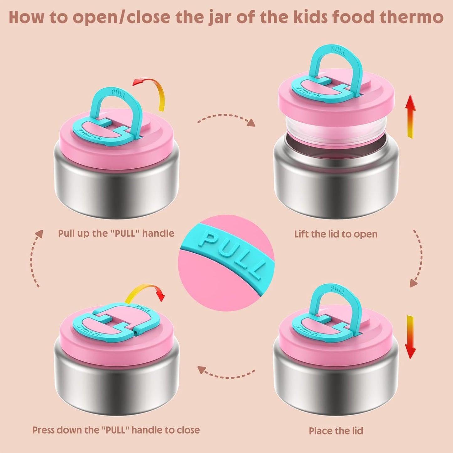 DaCool Upgraded Kids Lunch Box with Thermo for Hot Food 1400ml Child Bento Box for Kids with 5oz Small Thermo for Boys Girls with Fork Spoon Leakproof for Dining Out School Work Picnic, Blue