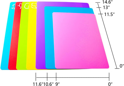 Flexible Cutting Board mats, Plastic Cutting Boards for Kitchen Cooking, Cutting board sheets for Meat and Vegetables, Dishwasher Safe Set of 4Pcs