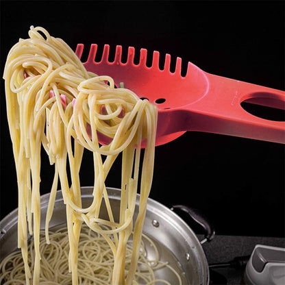 Spaghetti Spoon, 3 in 1 Colander Measuring Claw Tool for Kitchen (Red)