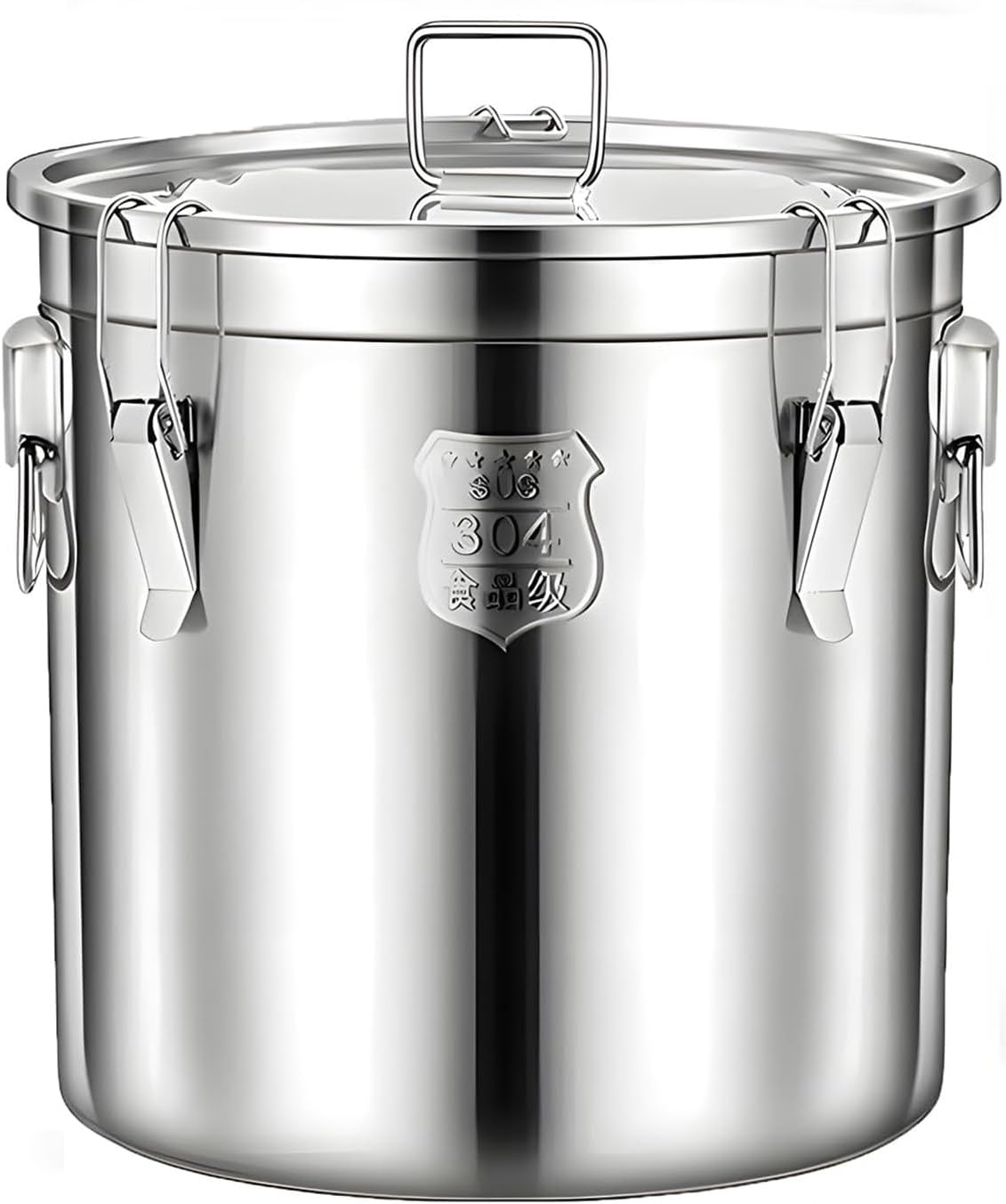 3.2Gal 304 Stainless Steel Kitchen Airtight Canister, 405oz Flour Container with Lid and Locking Clamp,10-21Lbs Metal Bucket Food Storage Container for Rice Flour Grain Coffee Bean(12L)