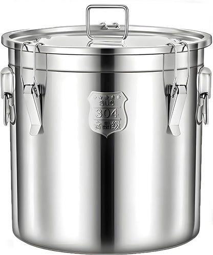 3.2Gal 304 Stainless Steel Kitchen Airtight Canister, 405oz Flour Container with Lid and Locking Clamp,10-21Lbs Metal Bucket Food Storage Container for Rice Flour Grain Coffee Bean(12L)