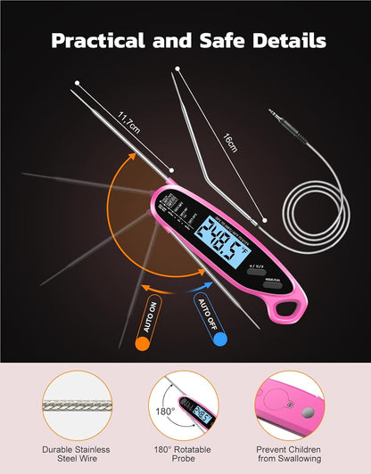 Instant Read Meat Thermometer Digital for Cooking with Dual Probe