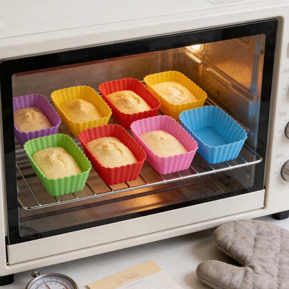 12 Pack Reusable Baking Silicone Molds, Round Cupcake Liners, Silicone Baking Cups Multicolor, Easy Clean, Heat Resistant, Muffin Cups for Homemade Birthday