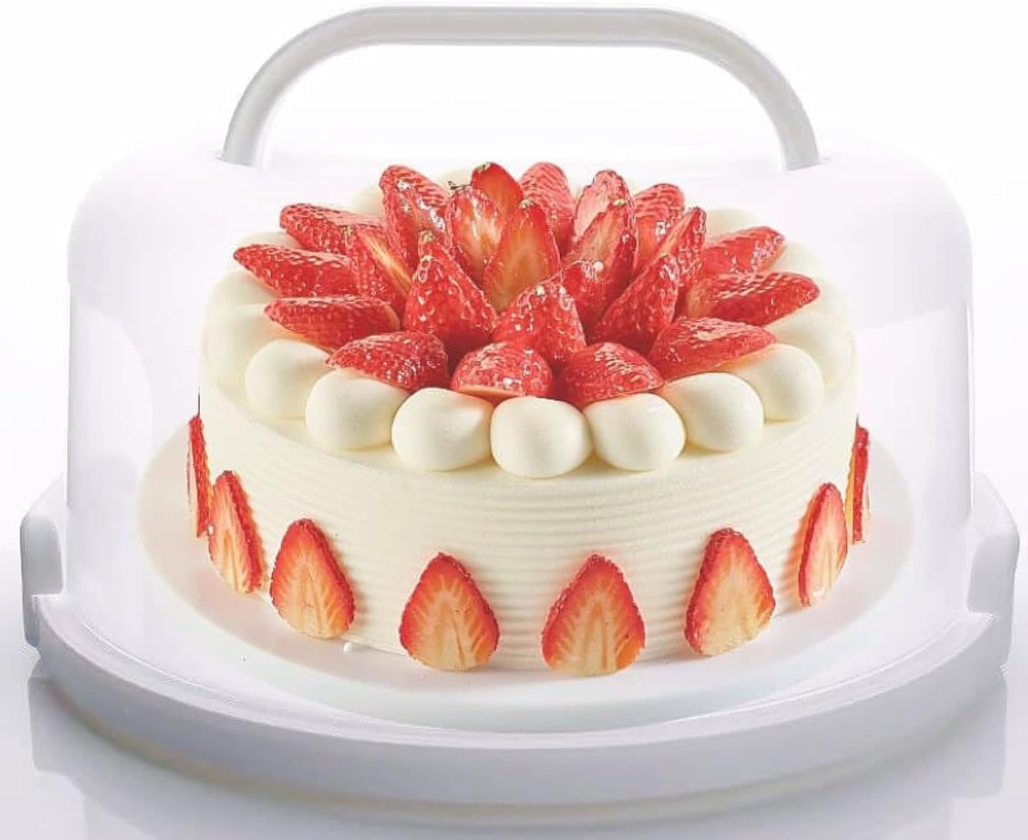 10 Inch Portable Cake Stand Carrier Holder with Lid and Handle Round Cake Storage Containers Cupcake Plastic Cake Cover Holder for Transport Red