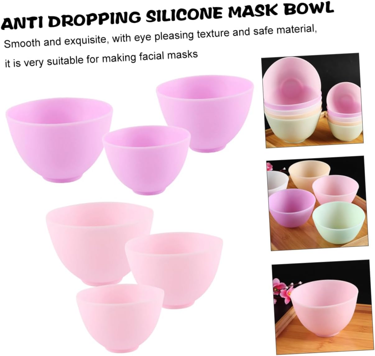 FOMIYES Silicone Facial Bowl Set 6pcs Mask Mixing Bowls Non-slip Food-grade for Diy Face Mask