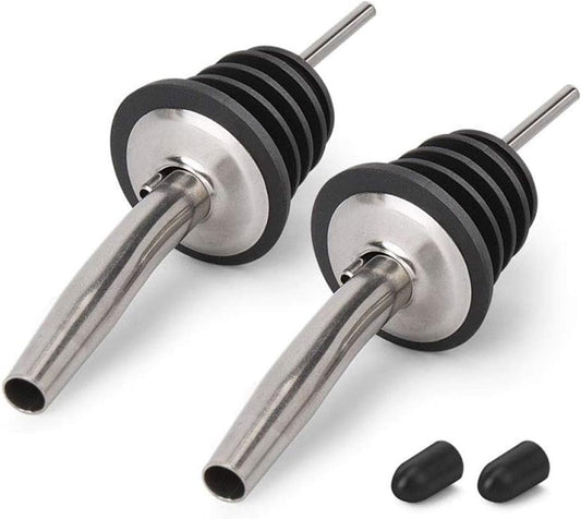 2PCS Stainless Steel Pourers, BALTRE Speed Liquor Bottle Pourer, Olive Oil and Vinegar Tapered Stopper Spout, Suitable for About 3/4" Bottle Mouth, Olive Oil Spout with Sealed Dust Caps