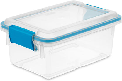 Sterilite 80 Qt Gasket Box, Stackable Storage Bin with Latching Lid and Tight Seal, Plastic Container to Organize Basement, Clear Base and Lid, 1-Pack