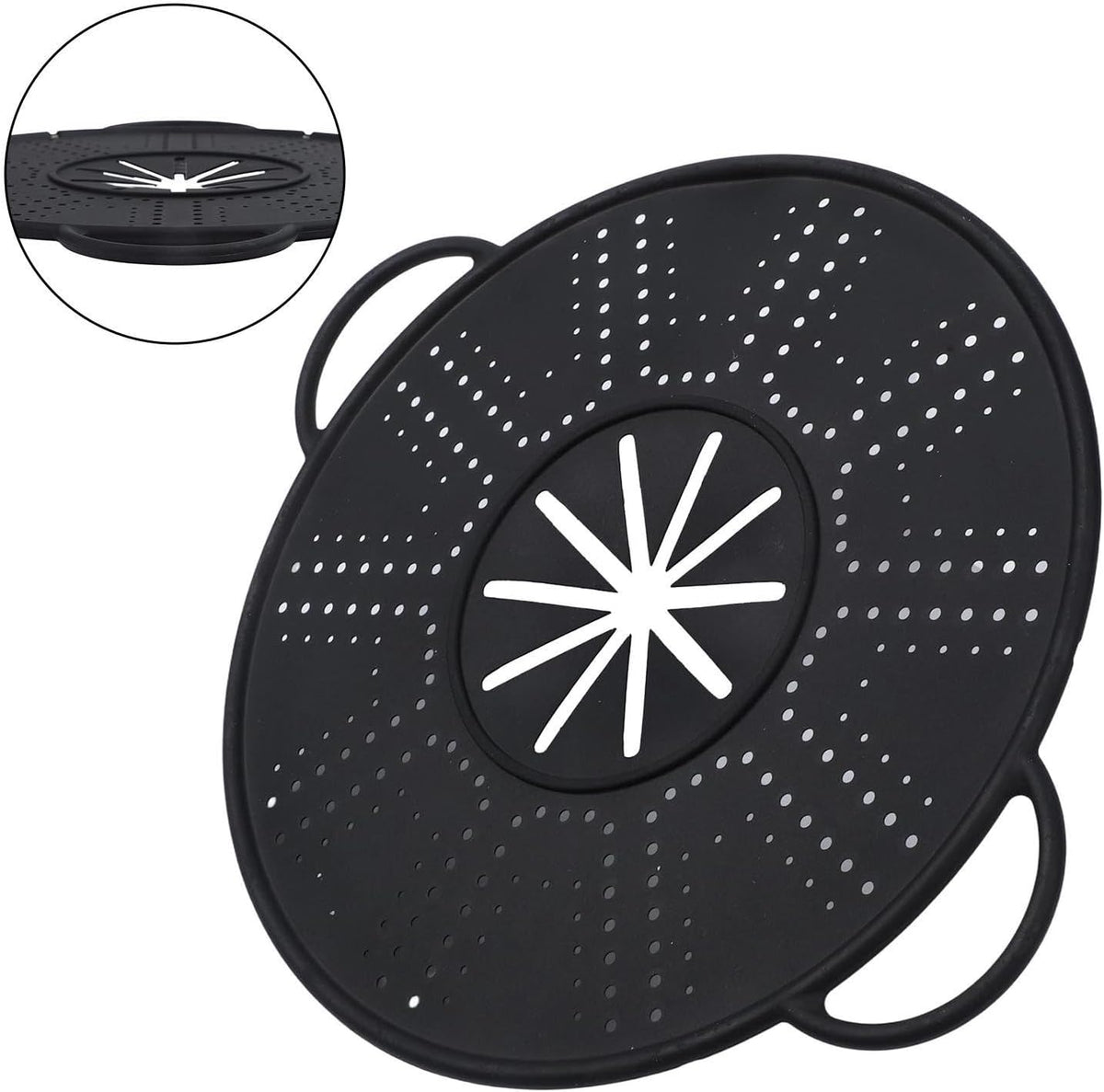Silicone Spill Stopper Lid and Pot Holder, Heat-Resistant Food-Grade Cover for Boil-Over Prevention, Steaming, Insulation and Multi-Pot Compatibility(black)