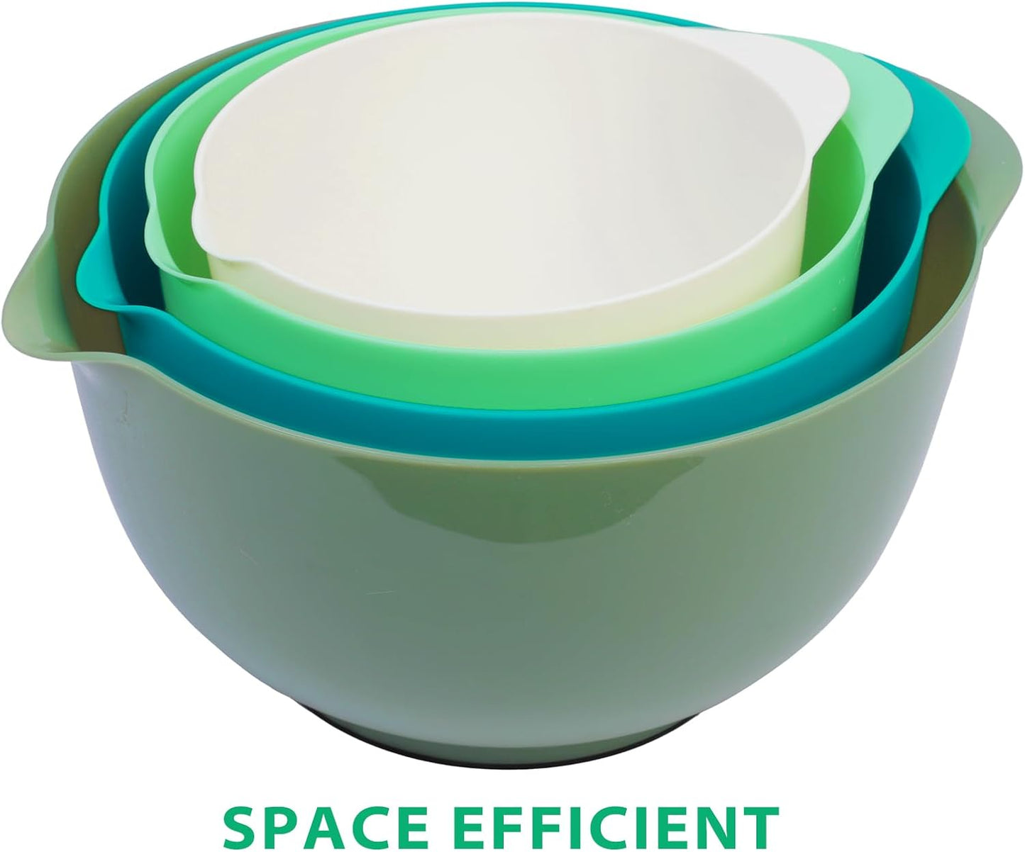 BoxedHome 4.5 Quart Large Plastic Mixing Bowls, Microwave Safe Mixing Bowl Set with Pour Spout, Nesting Bowls for Space Saving Storage(Violet Blue)