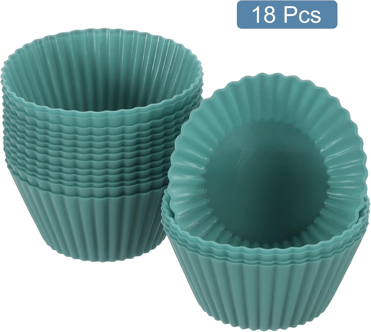 uxcell 18Pcs Silicone Cupcake Liners, Non-Stick Baking Cups, for Cooking Eggs, Baking Muffins and Make a Cake(Pink)